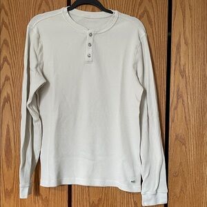 Vuori Off-White Long Sleeve Henley Shirt